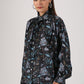 Trendy casual shirts for ladies with a floral design in black and blue tones and a stylish collar