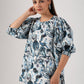 Stylish floral print trendy casual tops for women with puff sleeves in light colors