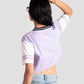 Stylera trendy casual tops for women with purple and white short sleeves and collar