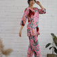 Trendy cotton two piece outfit featuring a colorful printed top and matching pants for stylish comfort