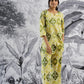 Stylera trendy cotton two piece outfit in green and yellow geometric print, perfect for casual wear