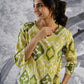 Trendy cotton two piece outfit in green with unique geometric patterns for a stylish look