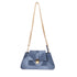 Trendy denim shoulder bag with a sleek design and gold chain strap for stylish outfits