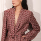 Trendy ethnic blazer pant set with a stylish belt and elegant pattern for a modern look