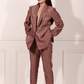 Trendy ethnic blazer pant set in maroon with a stylish pattern for modern occasions