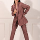 Trendy ethnic blazer pant set in brown with unique patterns and stylish silhouette for a chic look