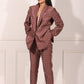 Trendy ethnic blazer pant set in maroon with unique print, perfect for stylish outings and events