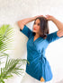 Trendy Ethnic Wear for Summer in Blue with Wrap Style and Elegant Tie Detail