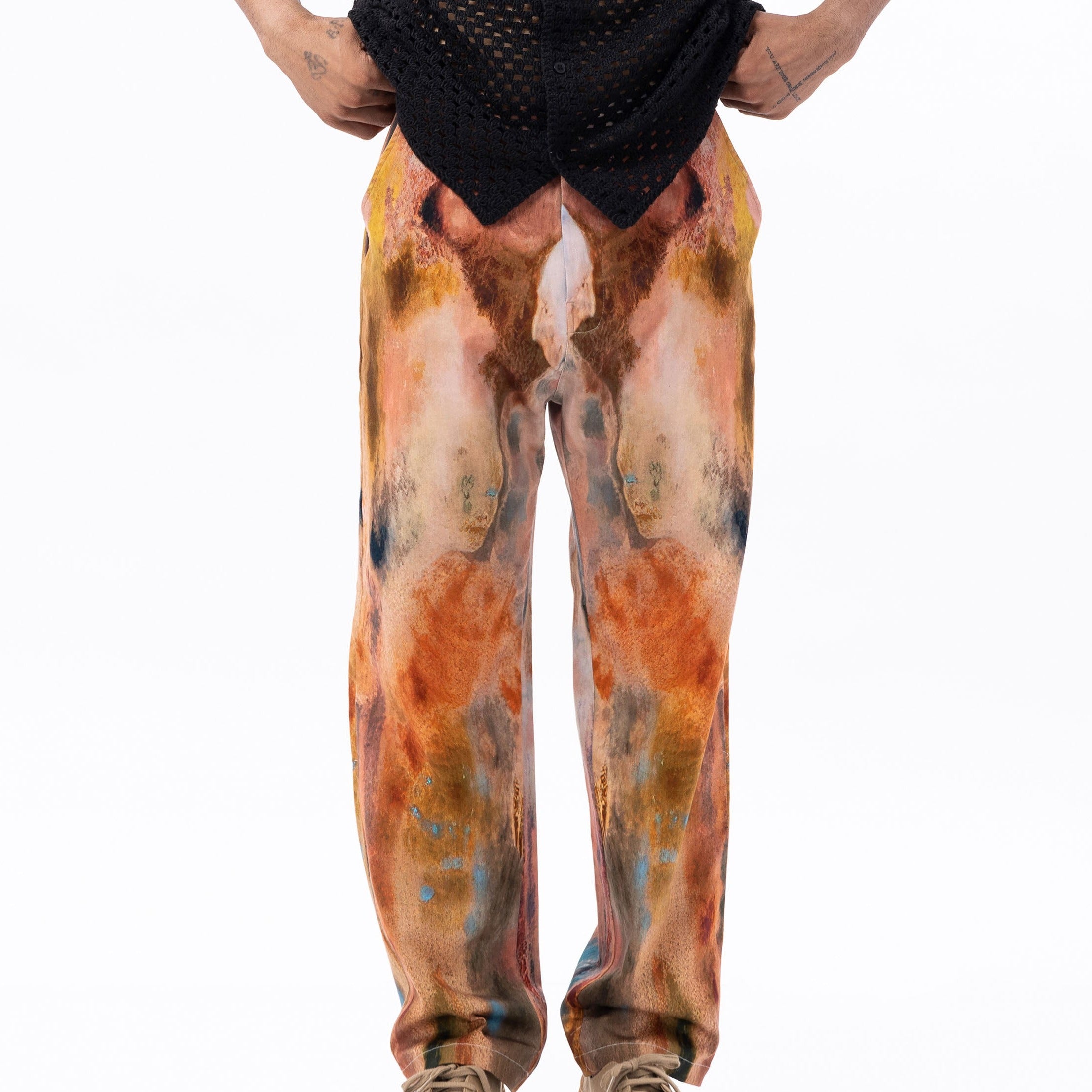 Stylera trendy fire design pants with a unique abstract pattern in vibrant colors