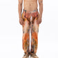 Stylera trendy fire design pants featuring a vibrant, abstract pattern in warm colors
