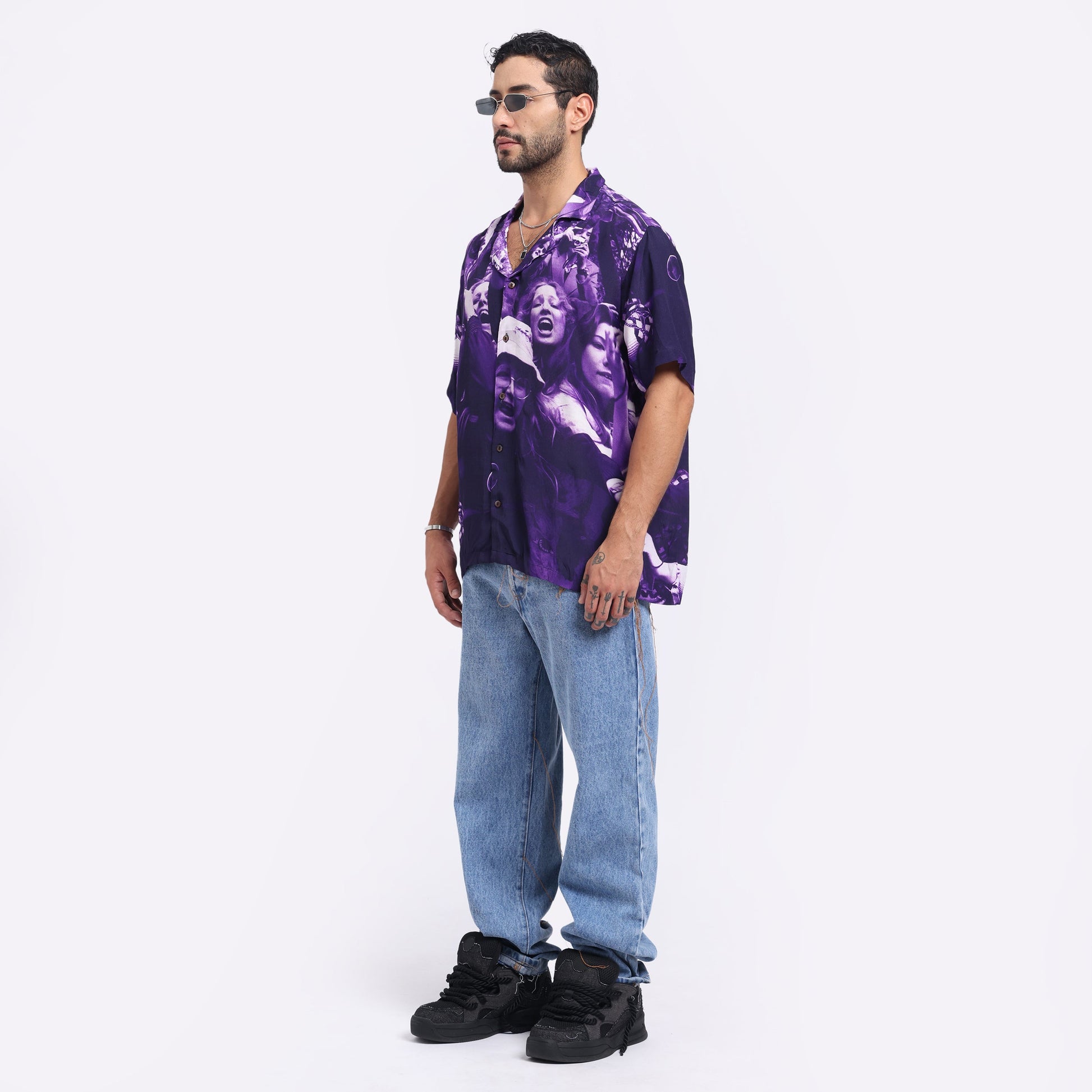 Stylera trendy graphic shirts for men featuring a vibrant purple design and relaxed fit