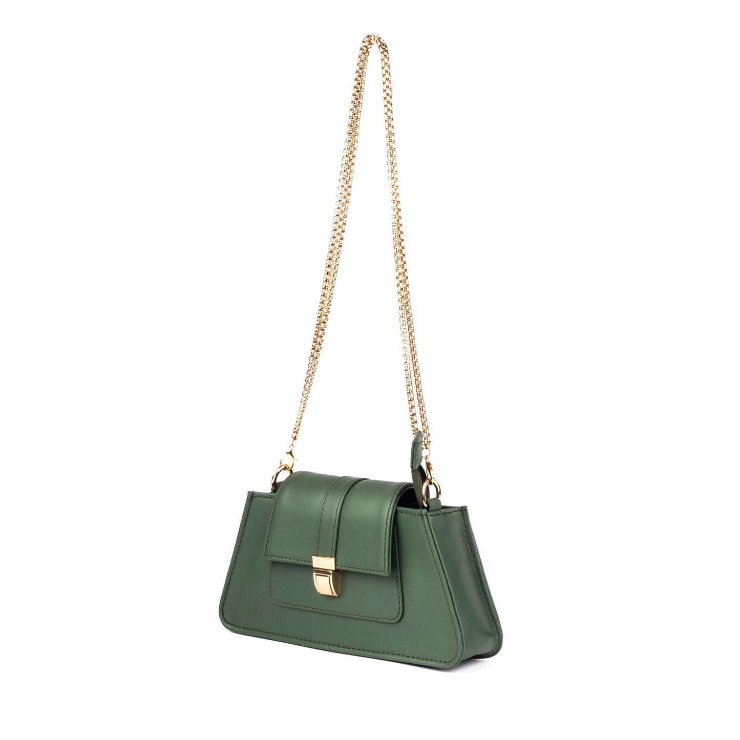 Trendy green handbag from Stylera with a gold chain strap and stylish design