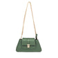 Trendy green handbag with a sleek design and gold chain strap for stylish outings