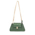 Trendy green handbag with a sleek design and gold chain strap for stylish outings