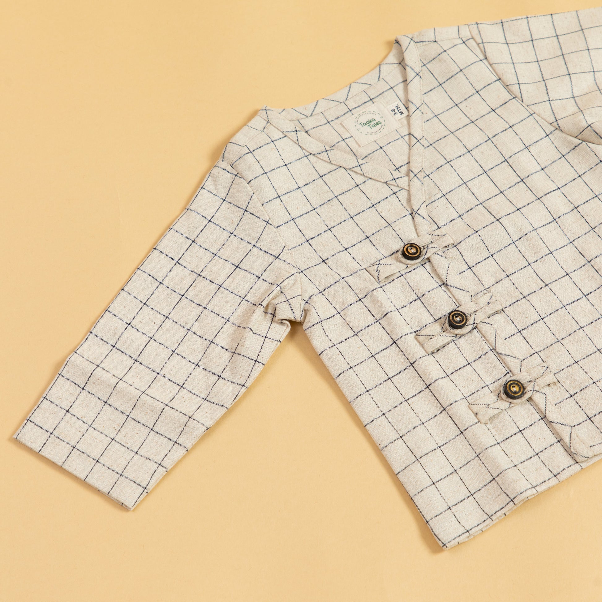 Stylera trendy kids coordinated set featuring a stylish buttoned top with a grid pattern