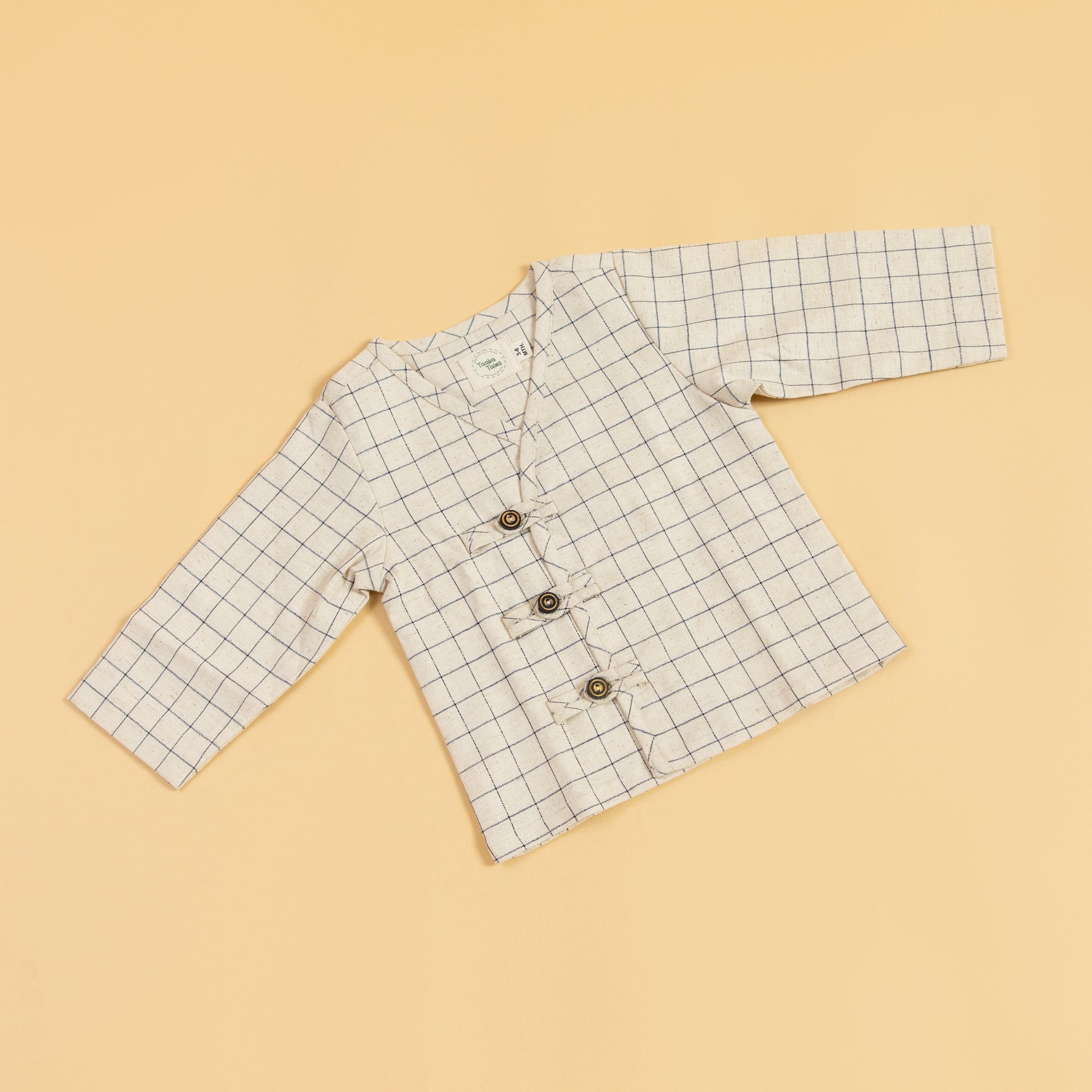 Stylera trendy kids coordinated set featuring a stylish grid-patterned button-up jacket