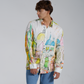 Stylera trendy long sleeve shirt for men featuring a colorful artistic design and relaxed fit