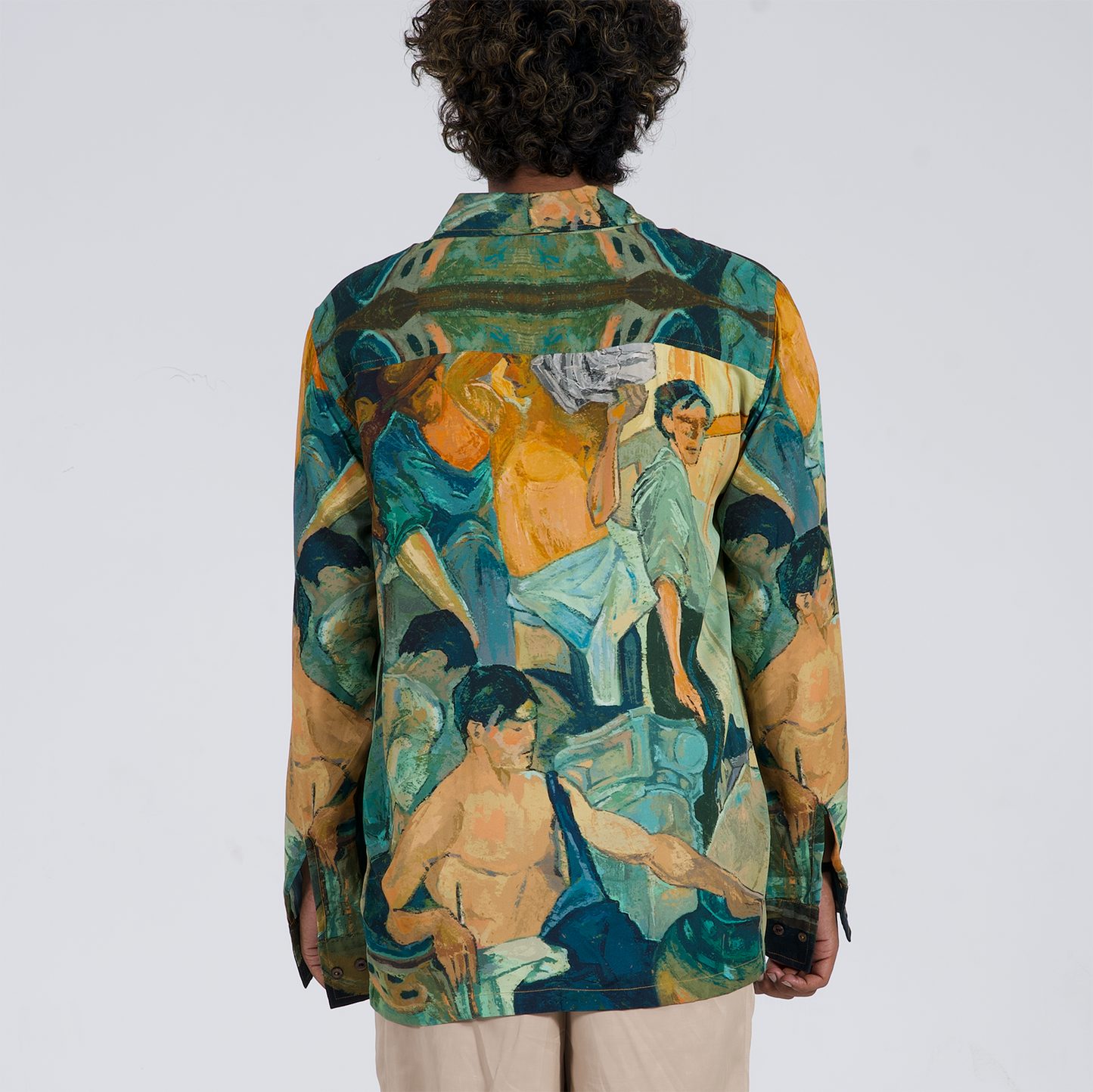 Colorful Stylera trendy long sleeve shirts for men featuring artistic print and relaxed fit