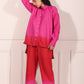 Trendy matching outfits for women featuring a pink ombre shirt and pants set for a stylish look