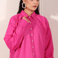 Stylish pink shirt with gradient design, part of trendy matching outfits for women