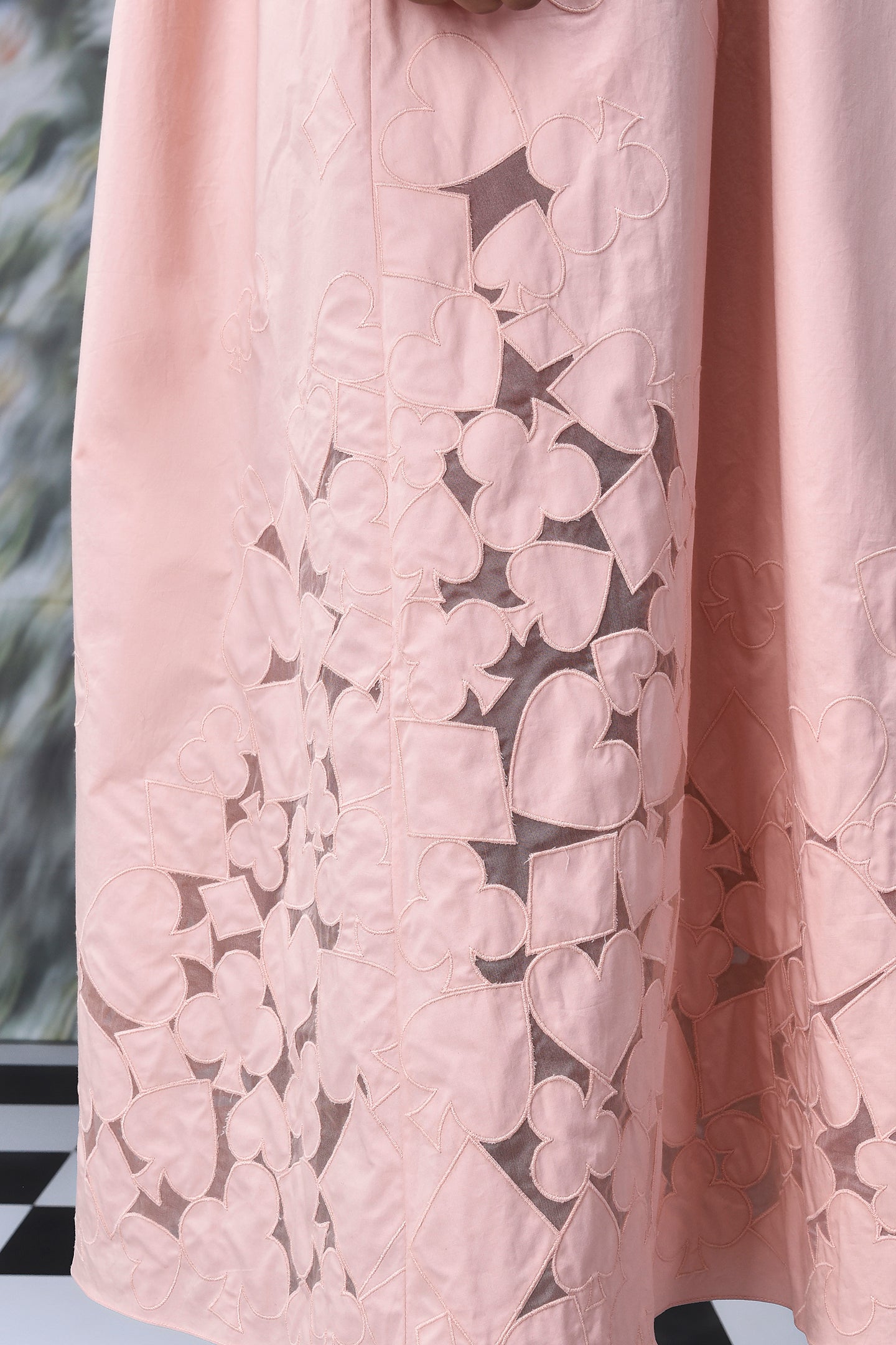 Stylera blush pink maxi dress with heart and floral cutout appliques trendy maxi dress for women