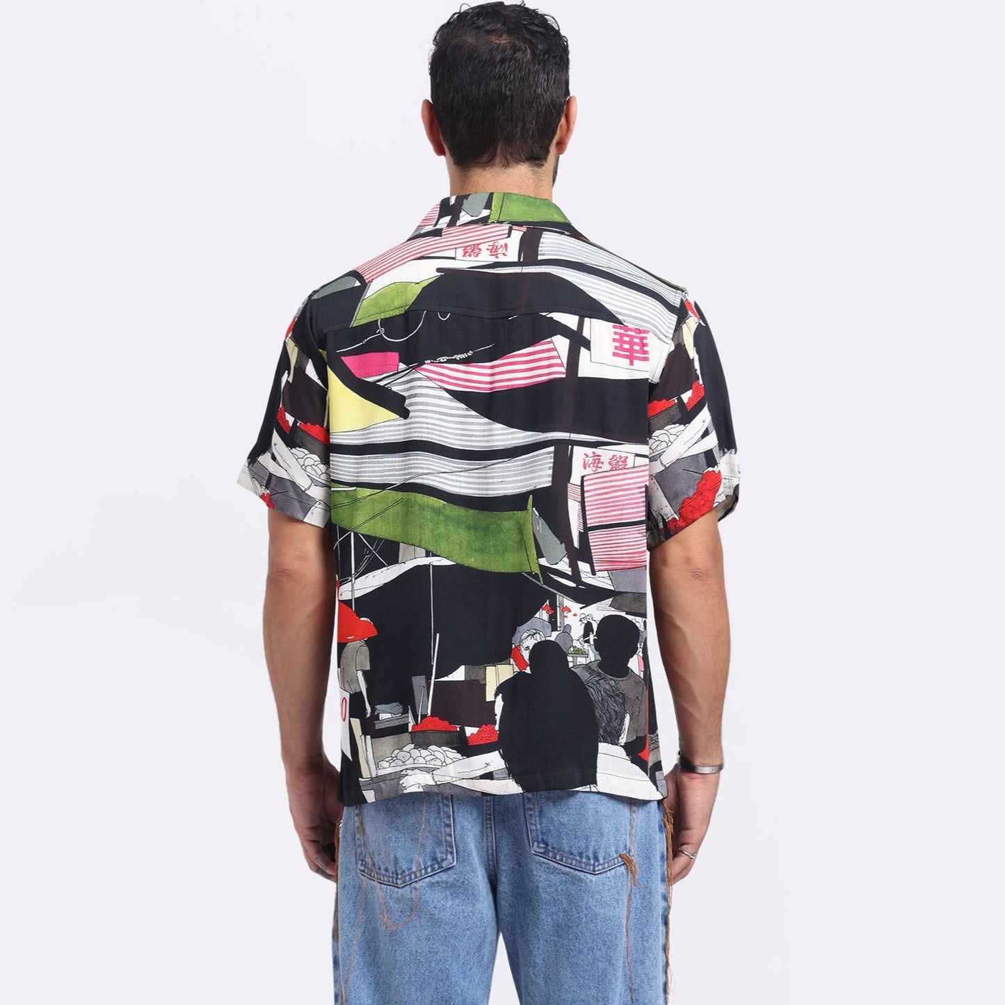 Colorful Stylera trendy men's casual shirts featuring a unique graphic design in a relaxed fit