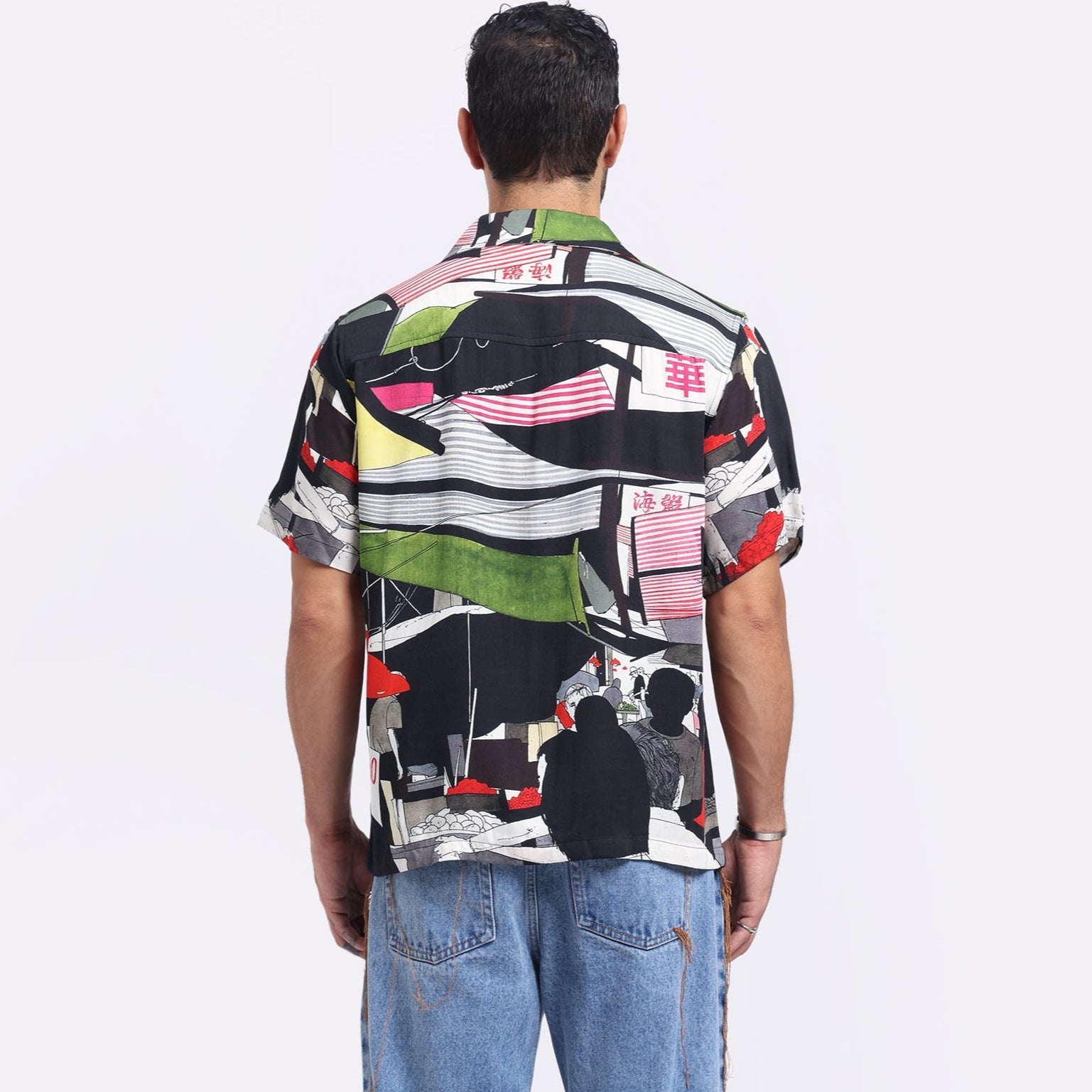 Colorful Stylera trendy men's casual shirts featuring a unique graphic design in a relaxed fit