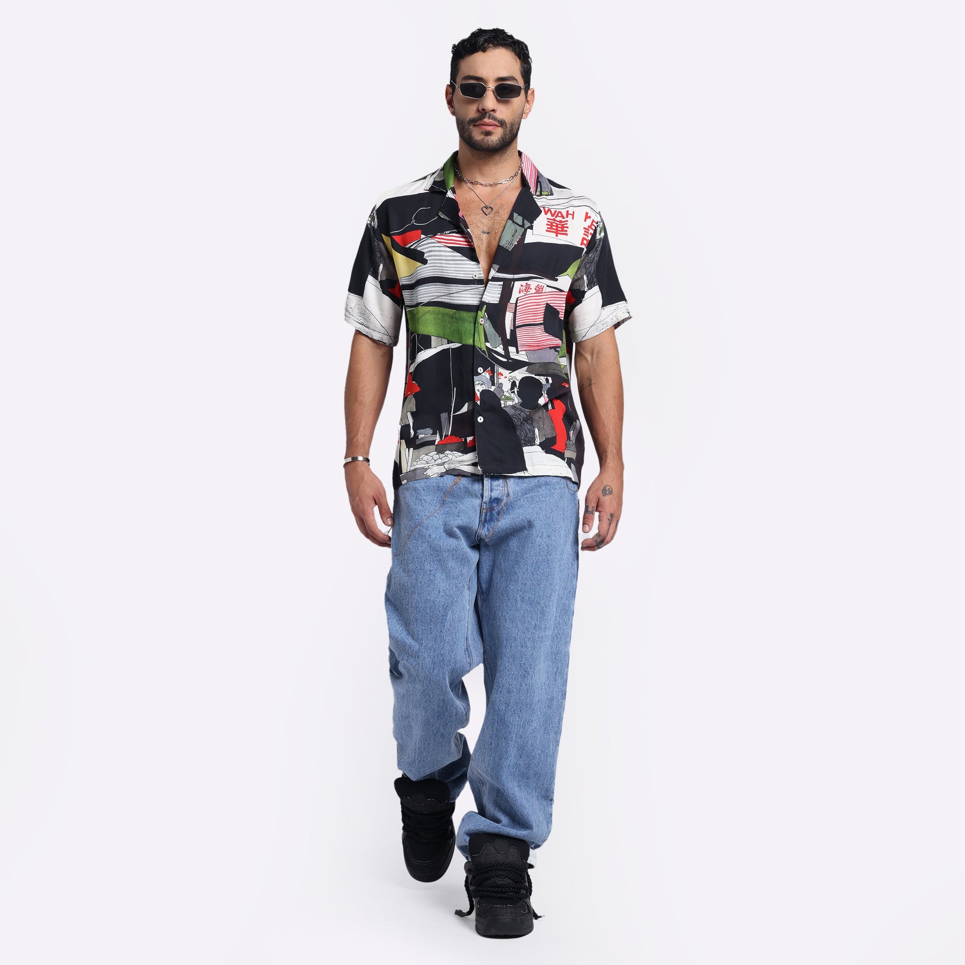 Stylera trendy men's casual shirts featuring a vibrant graphic design and relaxed fit for stylish outings