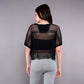 Stylish black trendy mesh tops for women with a relaxed fit and breathable fabric