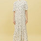 Stylera polka dot button down midi dress with ruffle hem and puff sleeves trendy midi dress for women