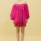 Trendy ombre mini dress for women in pink with off-shoulder sleeves and a flattering fit