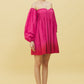 Trendy ombre mini dress for women with off-shoulder design and puff sleeves in vibrant pink