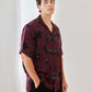 Stylera trendy oversized shirt for men in maroon with graphic print details