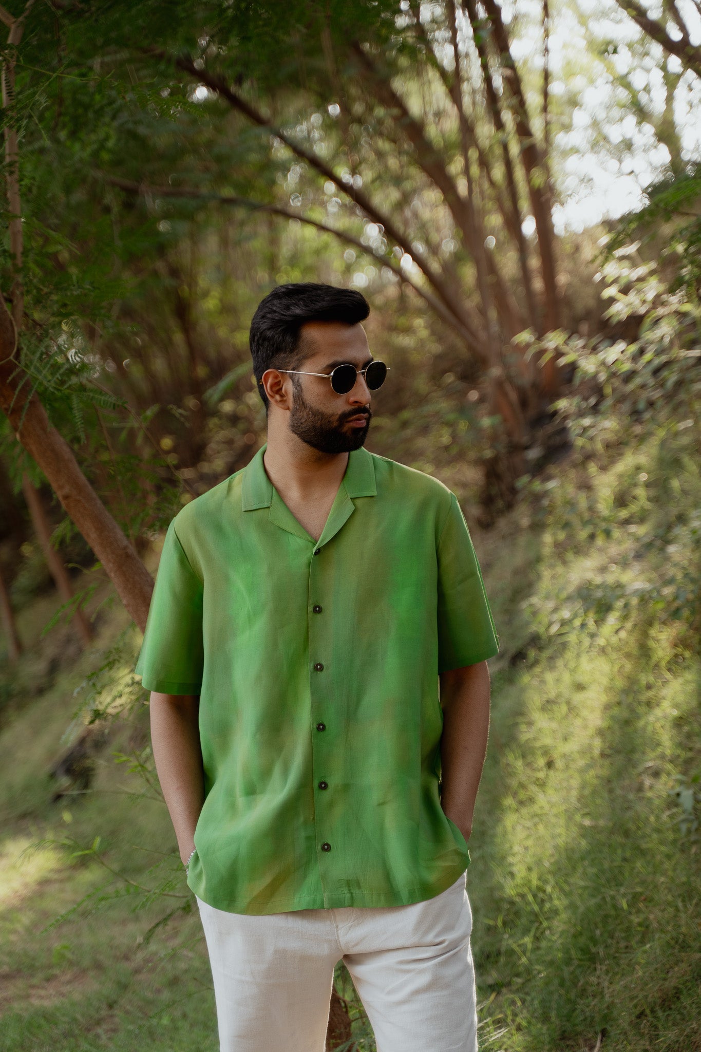 Trendy oversized shirt for men in green, perfect for casual outings and summer wear