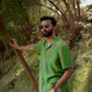 Stylera trendy oversized shirt for men in vibrant green with a relaxed fit