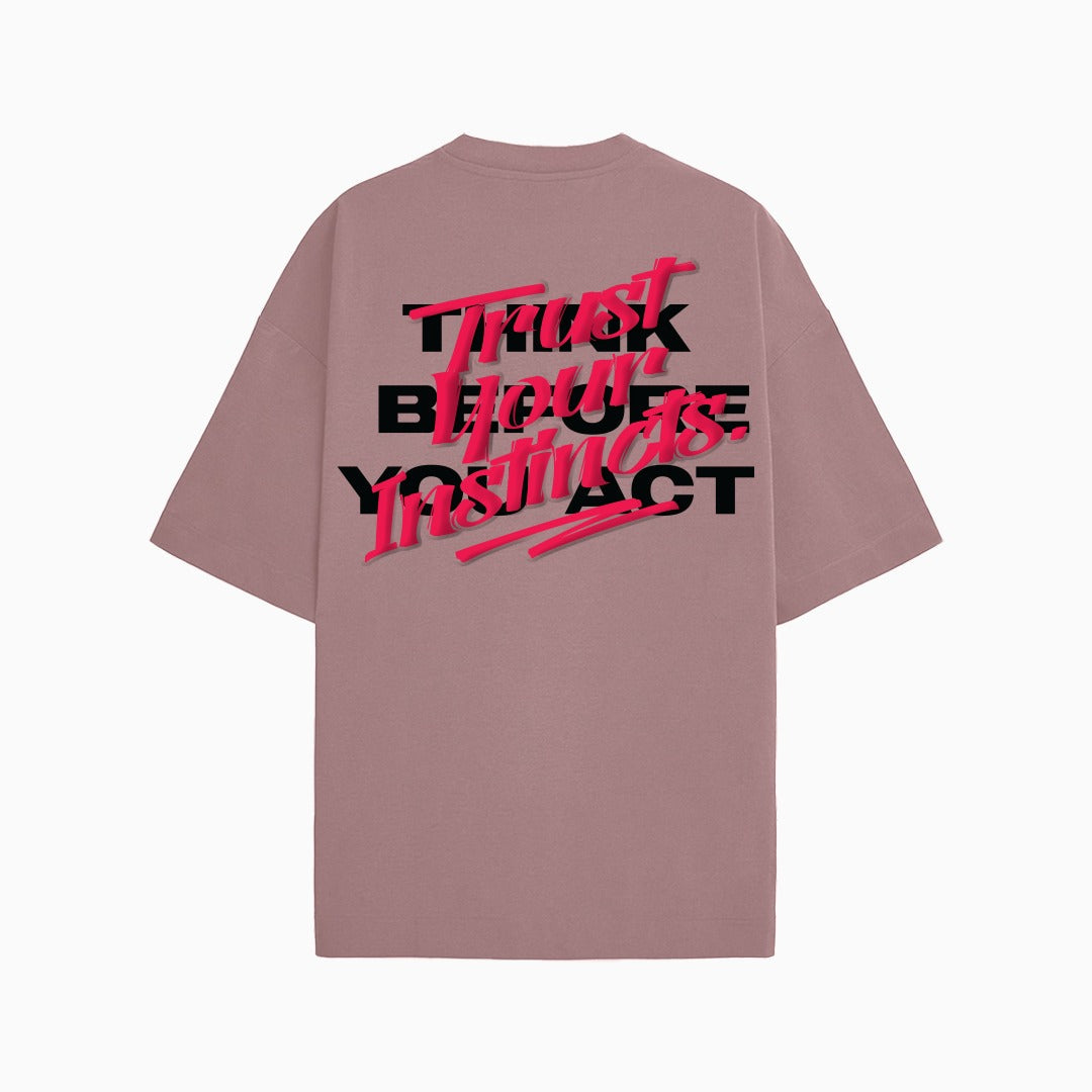 Stylera dusty rose tee back with pink and black Trust the graphic trendy oversized t-shirt for women
