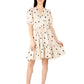 Trendy polka dots midi dress in cream with puff sleeves and tiered hem for a stylish look