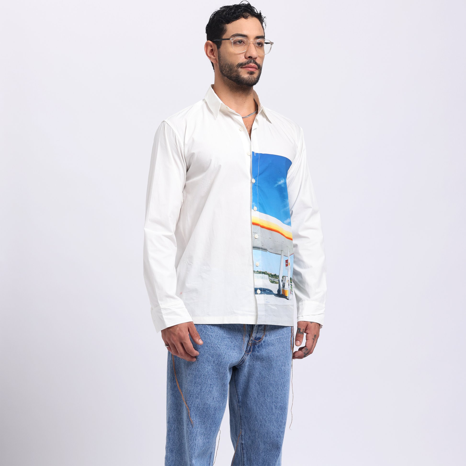 Men's Stylera trendy printed shirts for men featuring a unique graphic design on a white background
