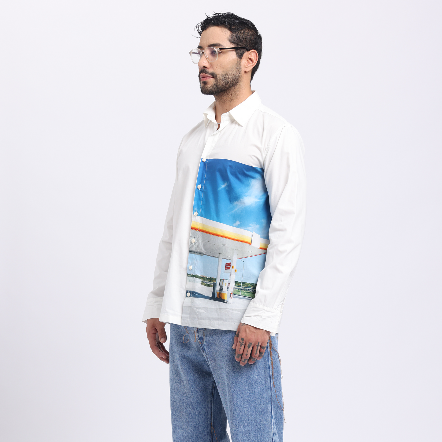 Stylera trendy printed shirts for men featuring a unique photographic design on the front