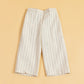 Trendy rust peplum top and pants set featuring stylish striped wide-leg pants