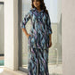 Stylera trendy satin pajamas set in a colorful wave pattern, ideal for stylish lounging