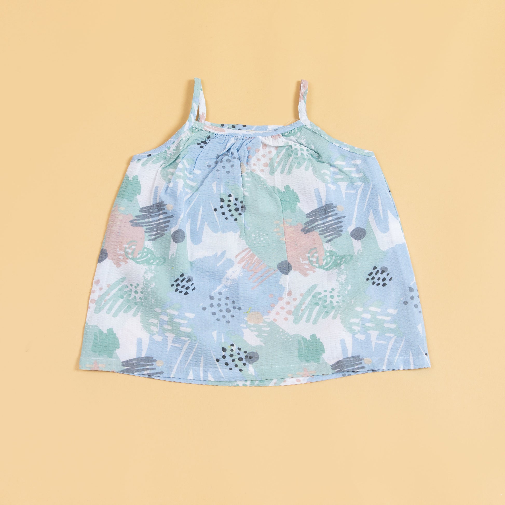 Stylera trendy sleeveless matching set featuring a colorful abstract design for stylish summer wear