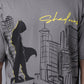 Stylstpls trendy statement oversized t-shirt in grey with urban graphic design and silhouettes
