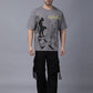 Stylstpls trendy statement oversized t-shirt in gray with urban graphic design and bold lettering