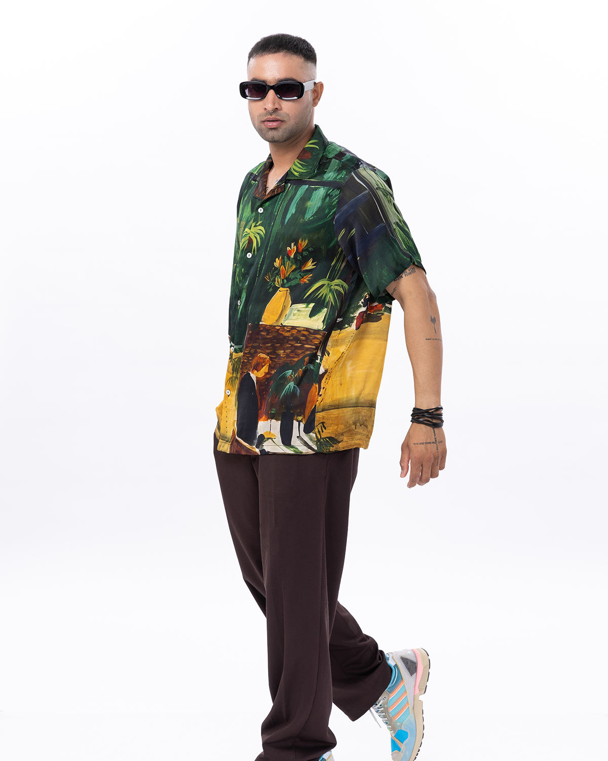 Stylera trendy statement shirts for men featuring a vibrant tropical print in a casual short-sleeve design