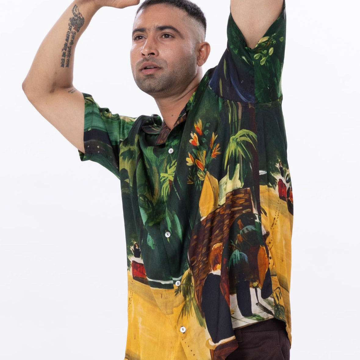 Stylera trendy statement shirts for men featuring a vibrant tropical print design