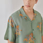 Trendy summer oversized shirt for men featuring a stylish octopus print in green fabric