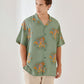 Trendy summer oversized shirt for men in green with colorful octopus pattern