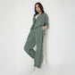 Trendy two piece cord set in green with stylish design for casual wear