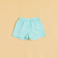 Trendy two piece kimono set featuring stylish gingham shorts in light blue and white